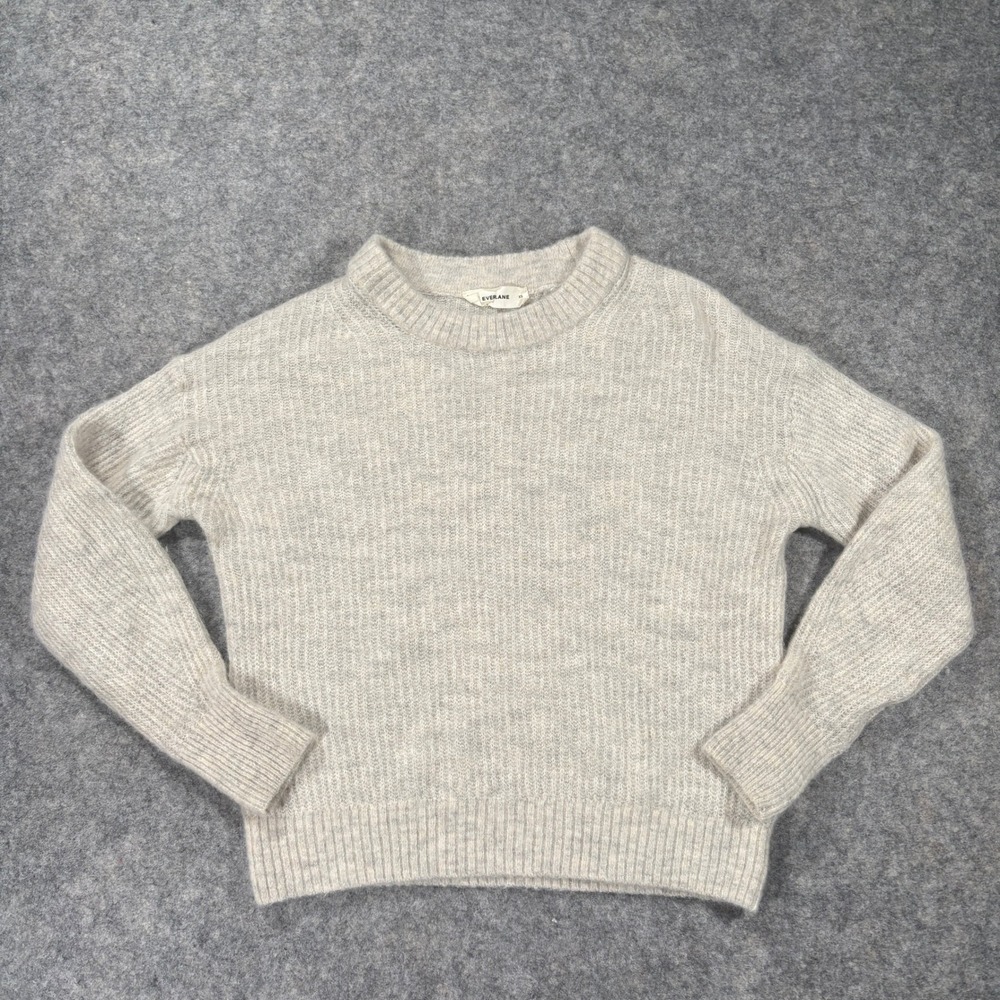 Everlane Sweater Womens XS Cream Alpaca Wool Blend Ribbed Knit Crewneck Pullover